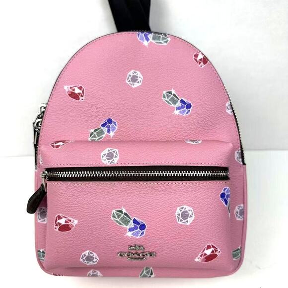 Coach Disney X Coach Mini Charlie Backpack With Snow White IN Tulip Multi F72817 - Picture 1 of 12